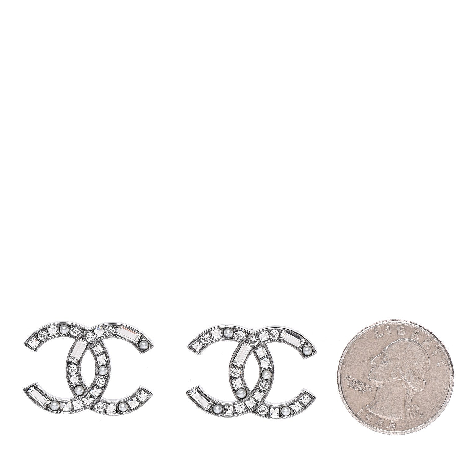 Chanel Baguette Crystal Pearl CC Bright Young Things Earrings Ruthenium 2 of 5