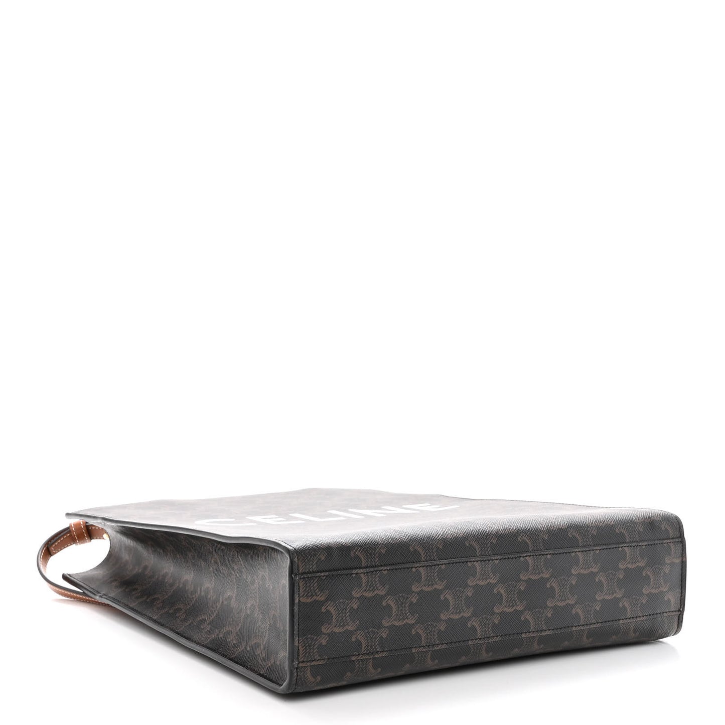Triomphe Canvas Calfskin Small Vertical Cabas Tan