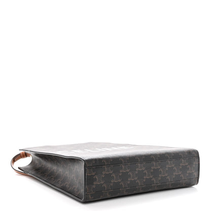 Celine Triomphe Canvas Calfskin Small Vertical Cabas Tan 4 of 9