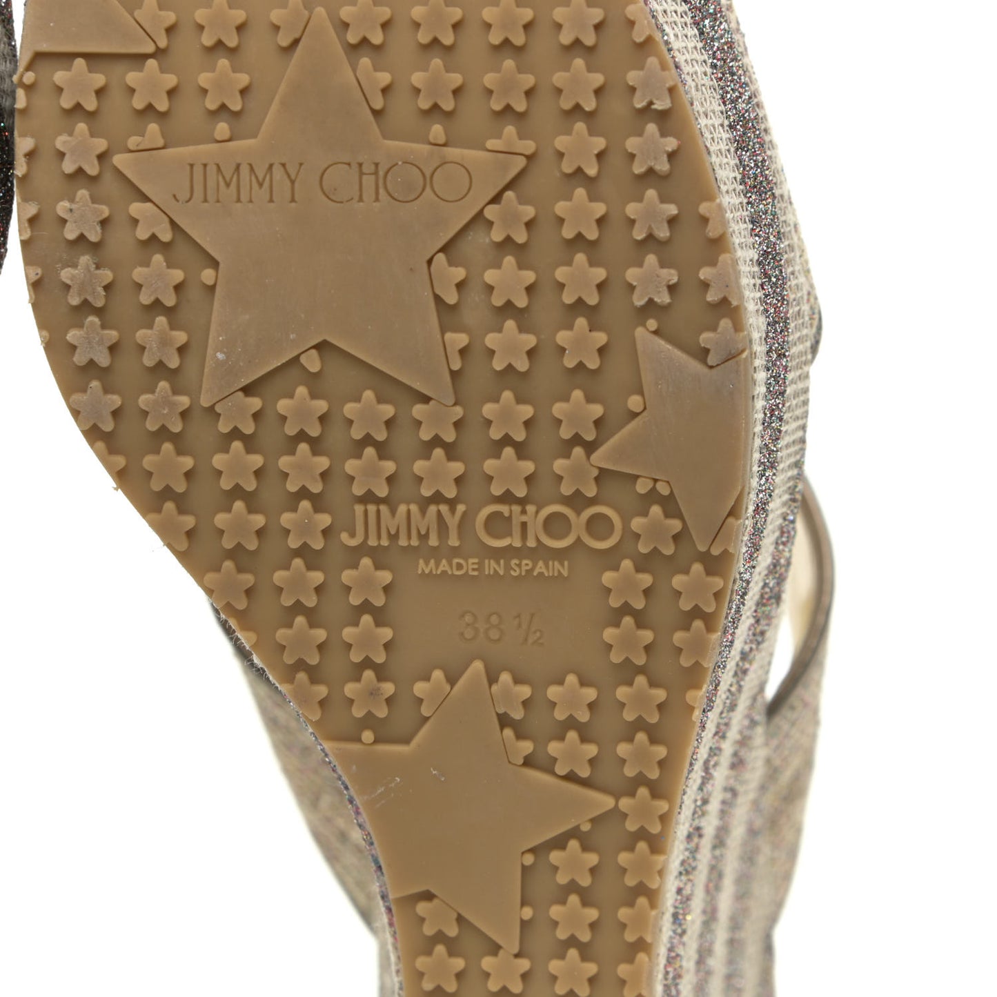 Metallic Raffia Wedge Sandals 38.5 Multicolor