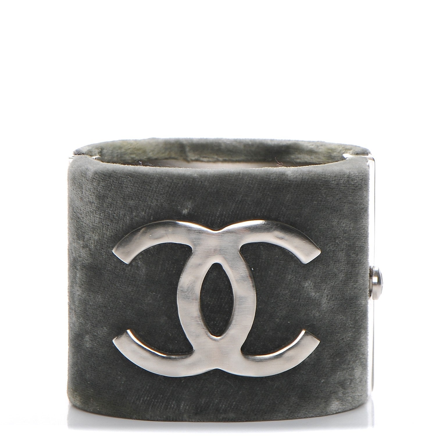 Chanel Velvet CC Cuff Silver Grey 1 of 6