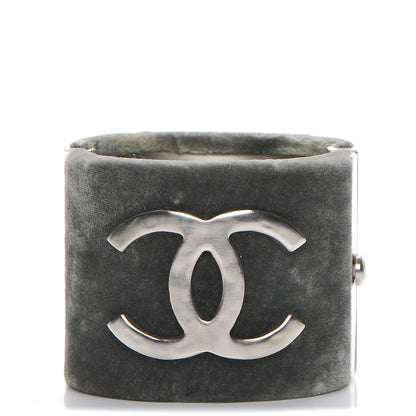 Chanel Velvet CC Cuff Silver Grey 1 of 6