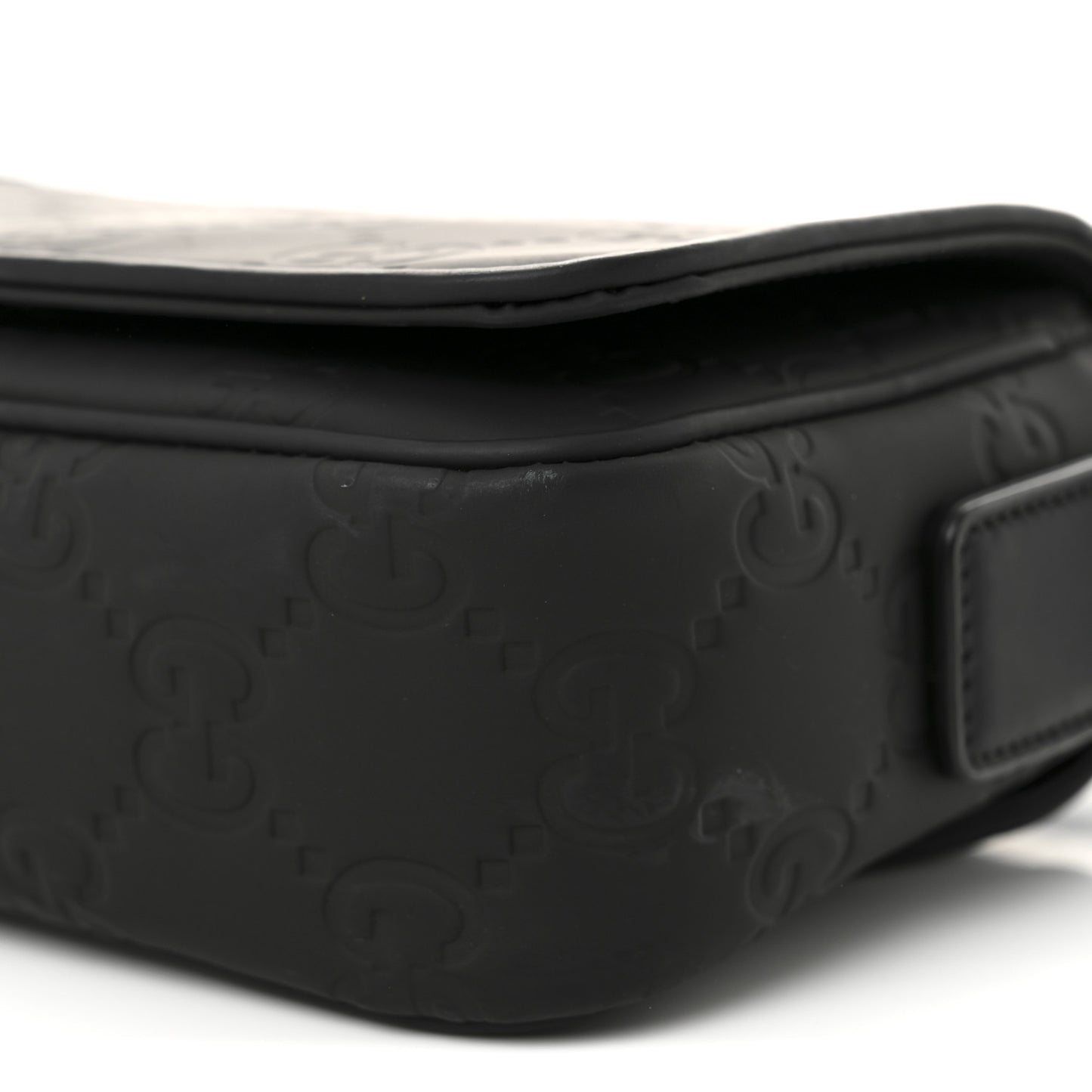 Rubber Effect Calfskin GG Mini Messenger Bag Black