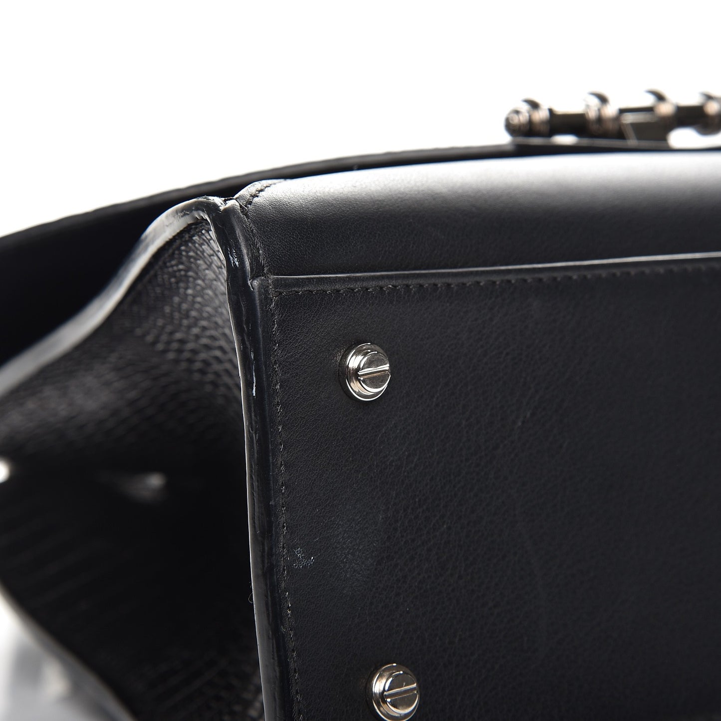 Calfskin Crocodile Embossed Small Obsedia Satchel Black