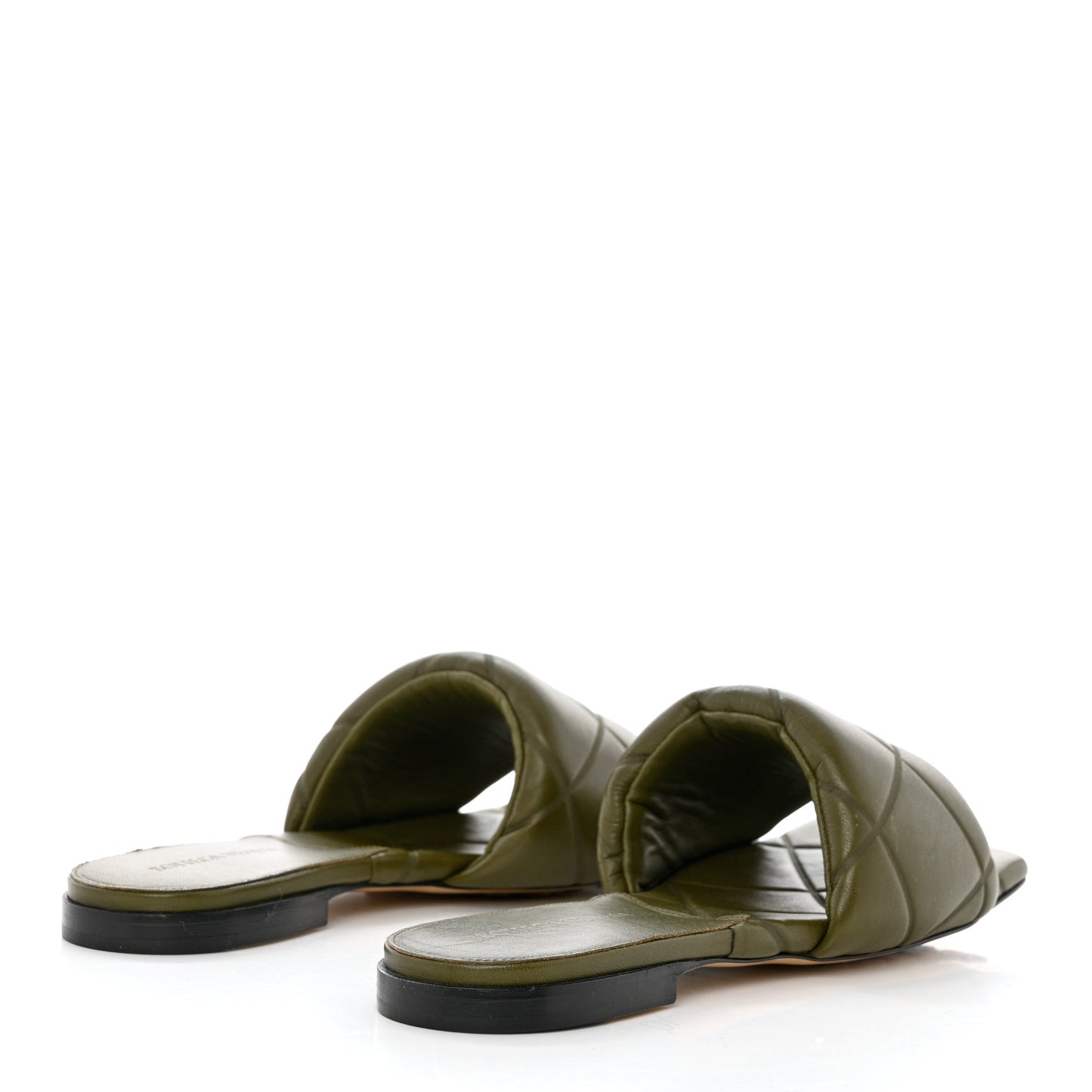 Nappa Quilted Rubber Lido Flat Sandals 38 Khaki