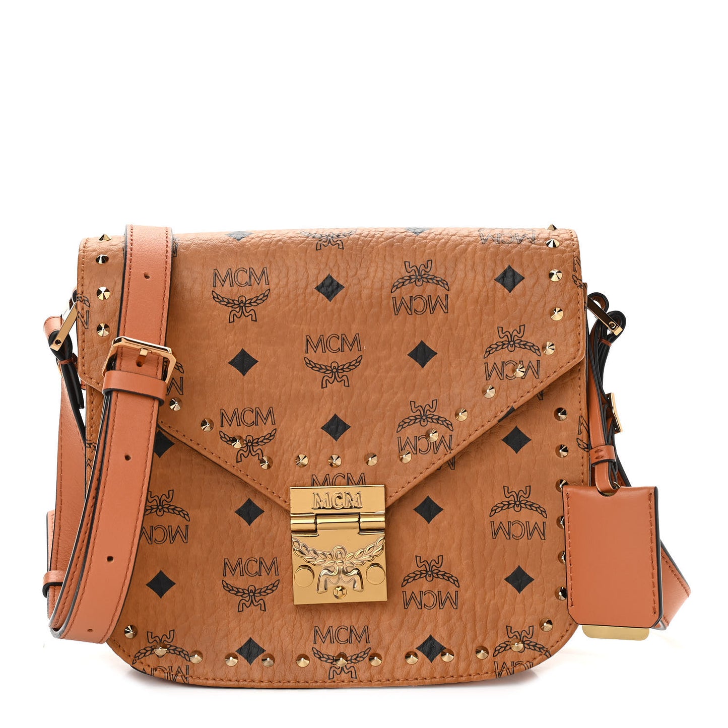 Visetos Studded Small Patricia Crossbody Bag Cognac