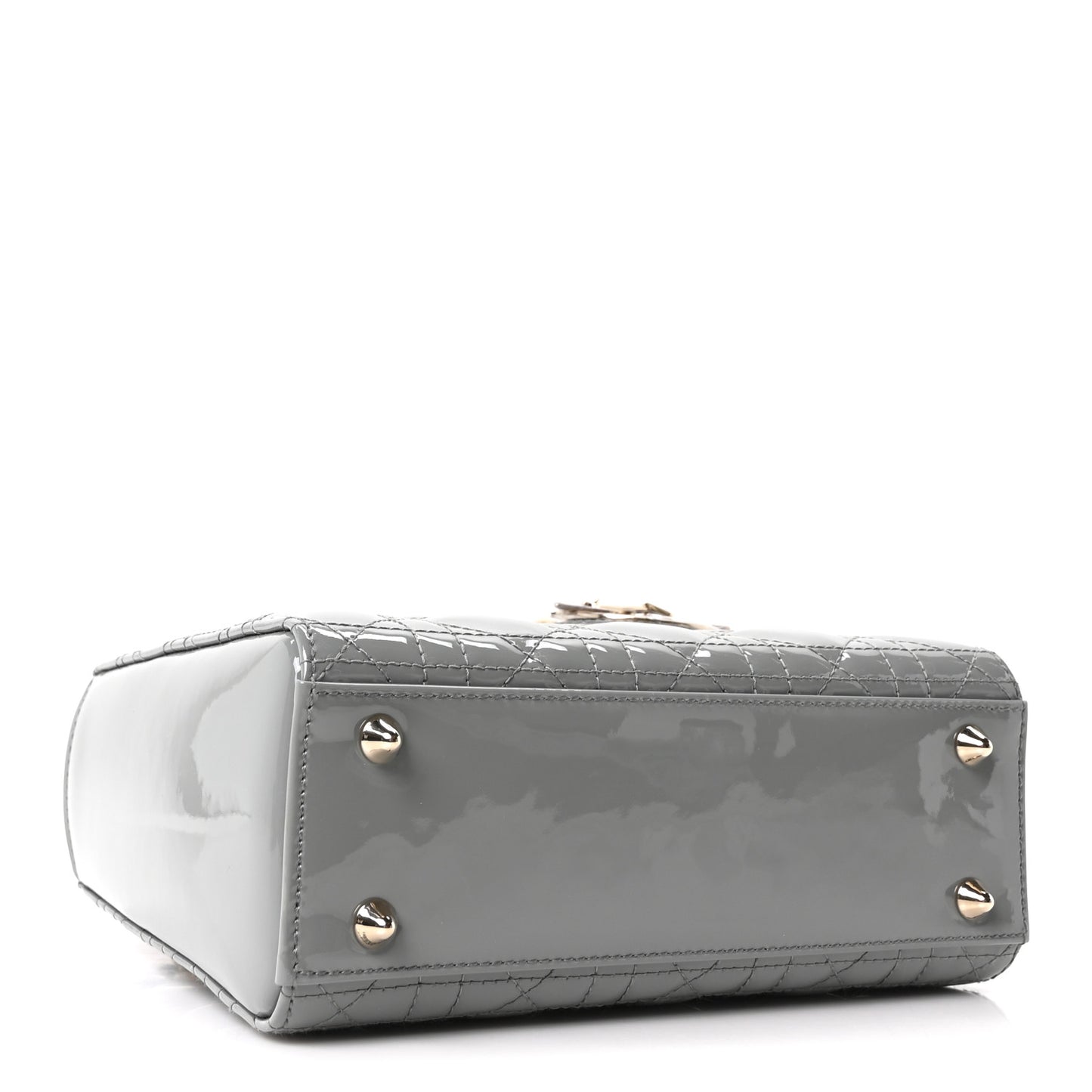 Patent Cannage Small Lady Dior Grey