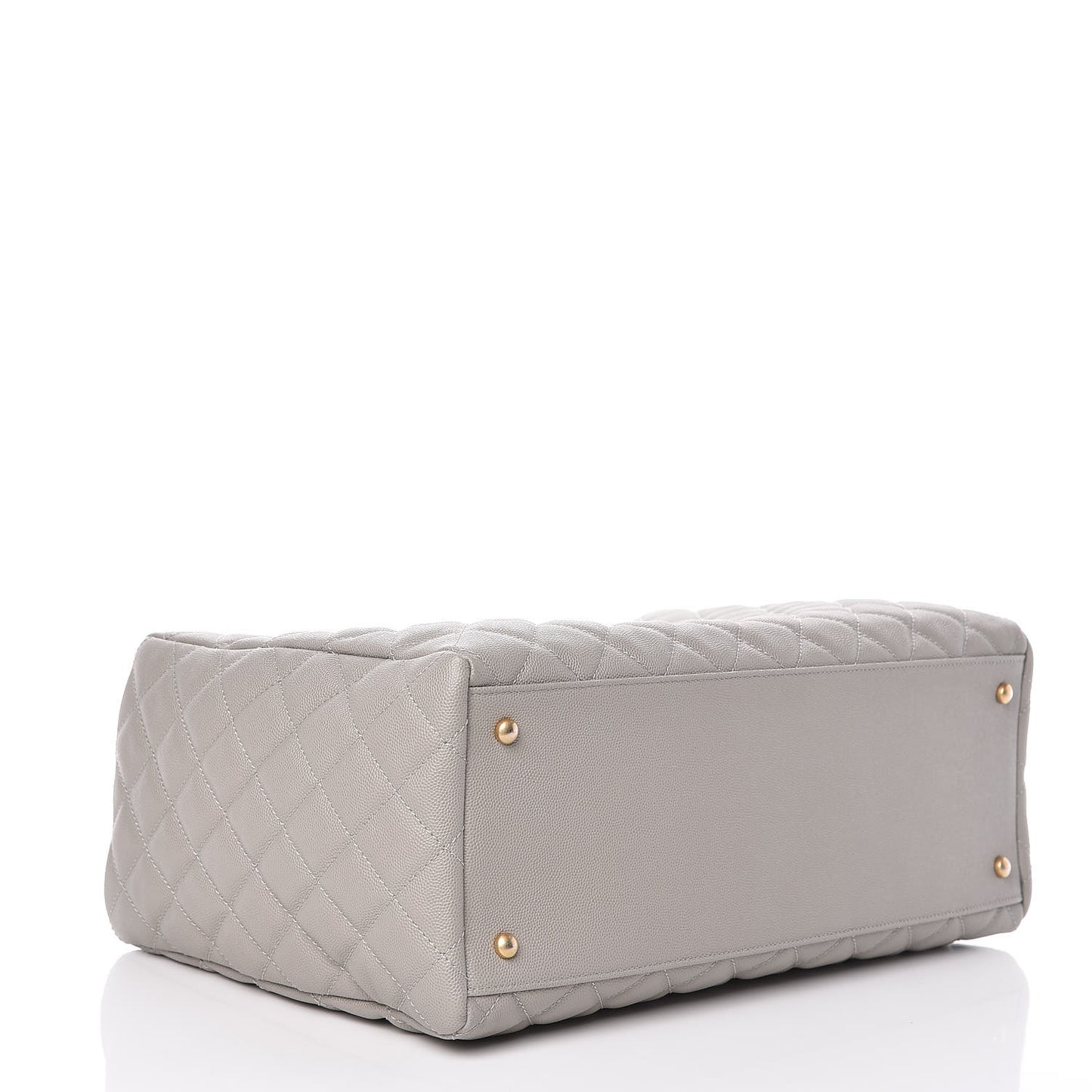 Caviar Quilted Large Coco Handle Shopping Tote Grey