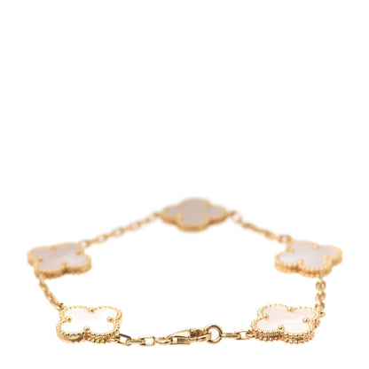 Van Cleef & Arpels 18K Yellow Gold Mother of Pearl 5 Motifs Vintage Alhambra Bracelet 3 of 7