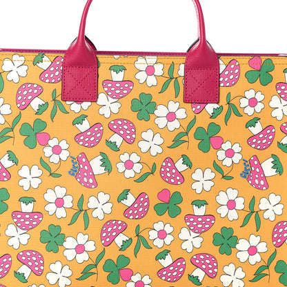 Gucci Canvas Childrens Flower Mushroom Print Tote Pink Yellow 7 of 9