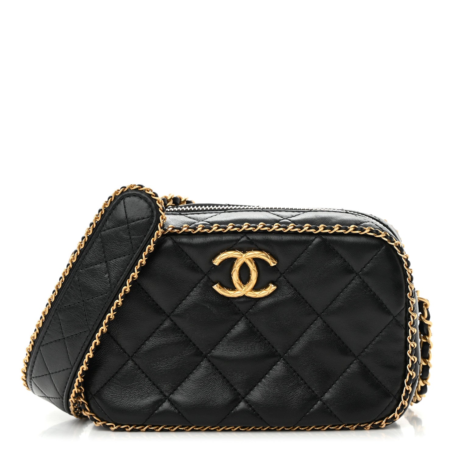 Chanel Lambskin Quilted Chain CC Mini Camera Case Black 1 of 15