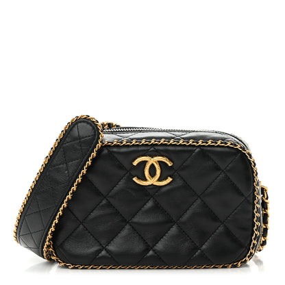 Chanel Lambskin Quilted Chain CC Mini Camera Case Black 1 of 15