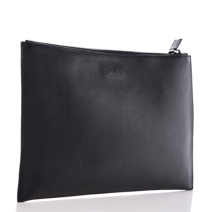 Prada Vitello Daino Flat Zip Pouch Black 3 of 8