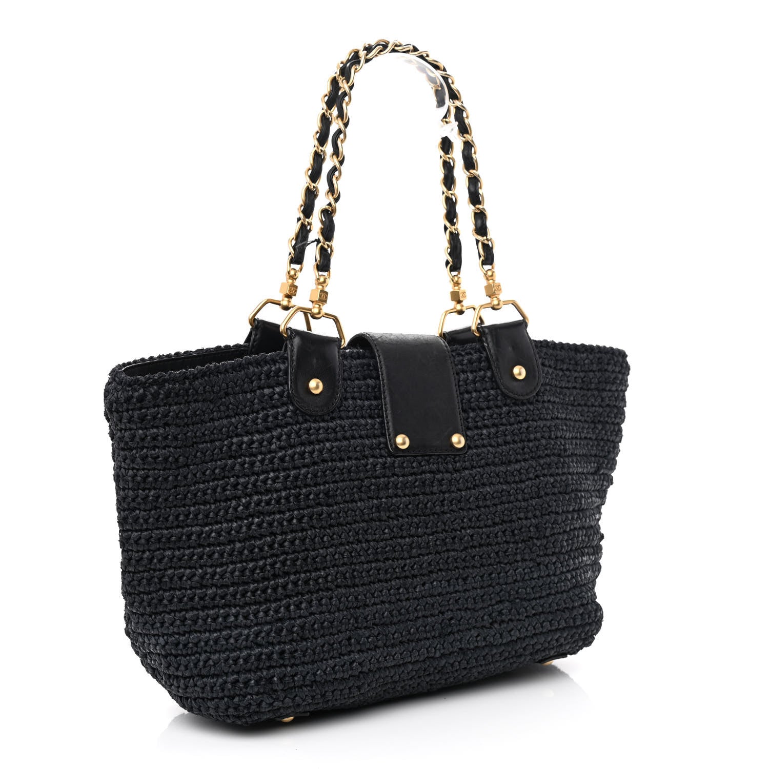 Chanel Straw Raffia Tote Black 3 of 11