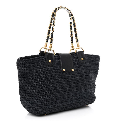 Chanel Straw Raffia Tote Black 3 of 11