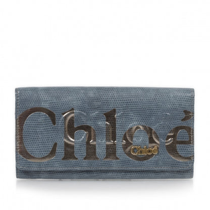 Chloe Lizard Embossed Eclipse Continental Flap Wallet Blue 1 of 10
