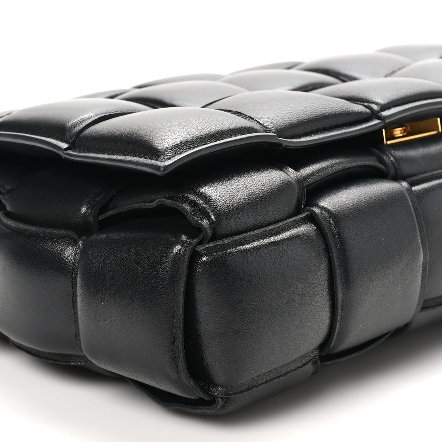 Nappa Maxi Intreccio Padded Cassette Crossbody Bag Black