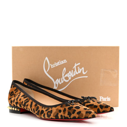 Christian Louboutin Veau Velours Nappa Leopard Print Spiked Hall Flats 41 Caramel 8 of 8