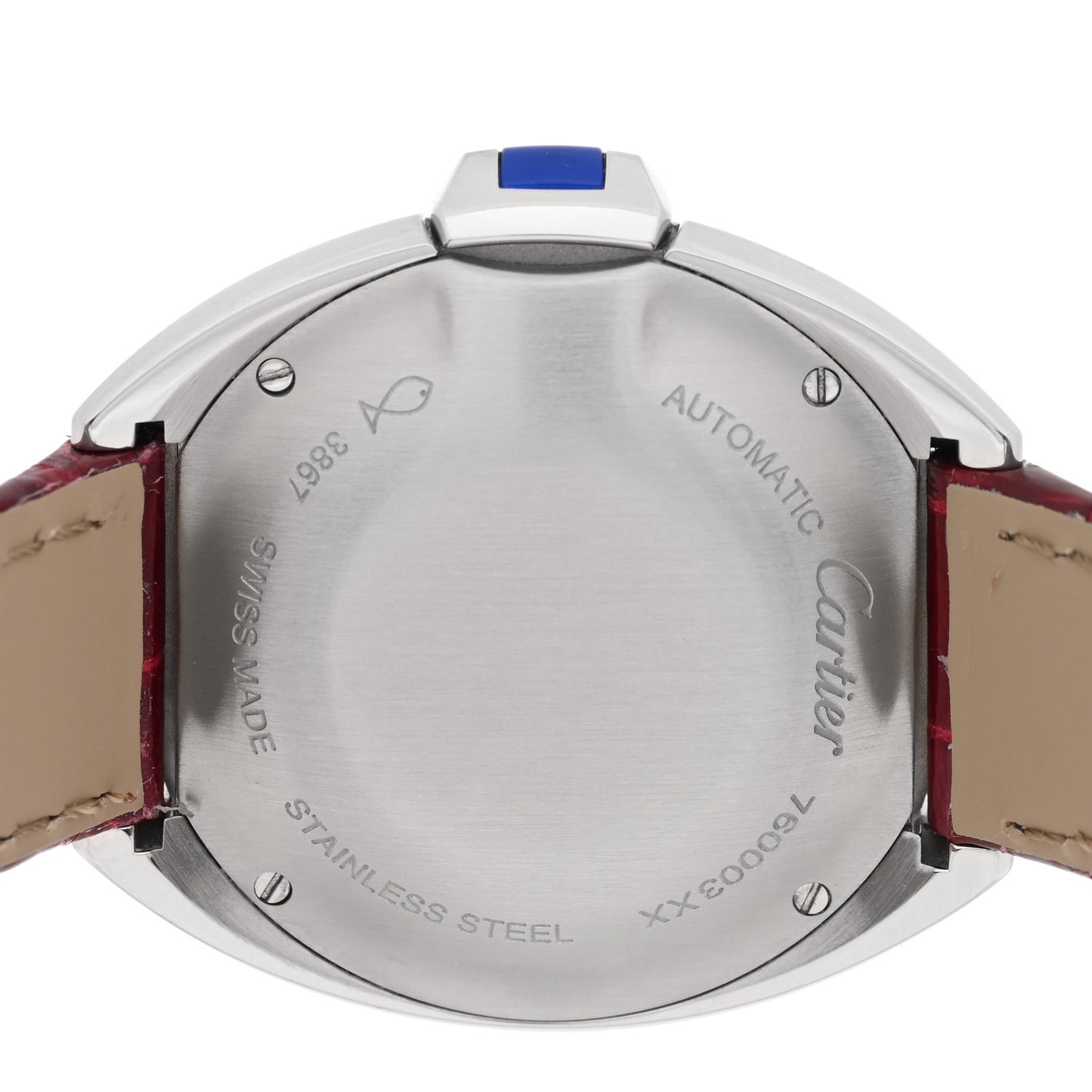 Stainless Steel Alligator 31mm Cle De Cartier Automatic Watch Burgundy