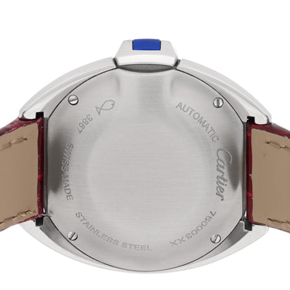 Cartier Stainless Steel Alligator 31mm Cle De Cartier Automatic Watch Burgundy 4 of 5