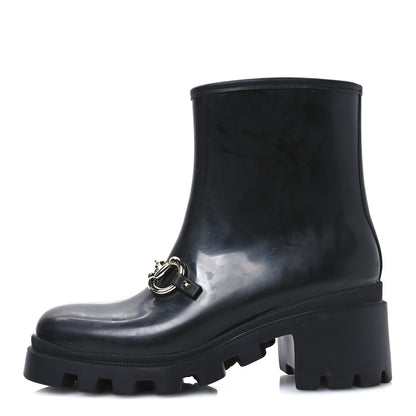 Gucci Rubber Womens Horsebit Ankle Boots 41 Black 1 of 8
