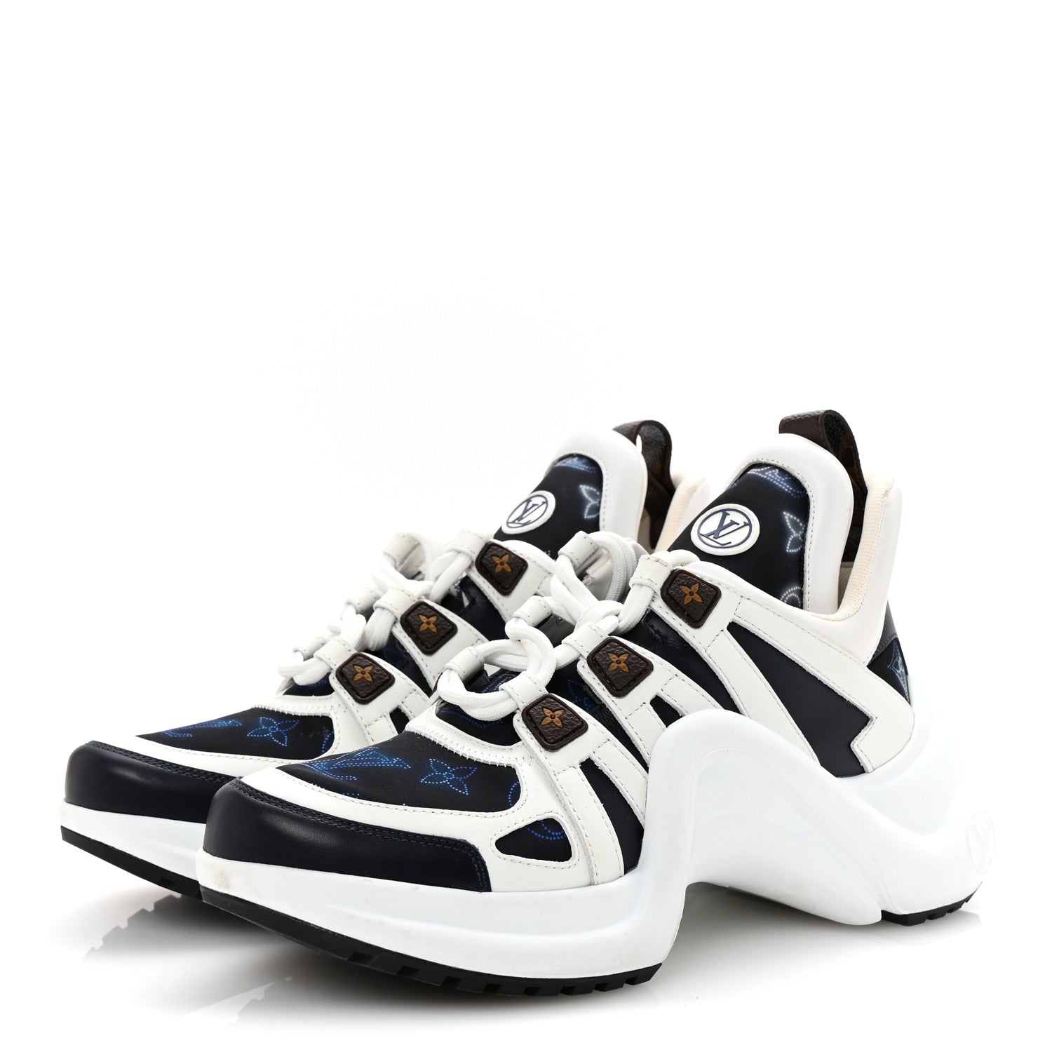 Louis Vuitton Calfskin LV Nylon Flight Mode Archlight Sneaker 38 Navy Blue 4 of 9