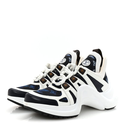 Louis Vuitton Calfskin LV Nylon Flight Mode Archlight Sneaker 38 Navy Blue 4 of 9