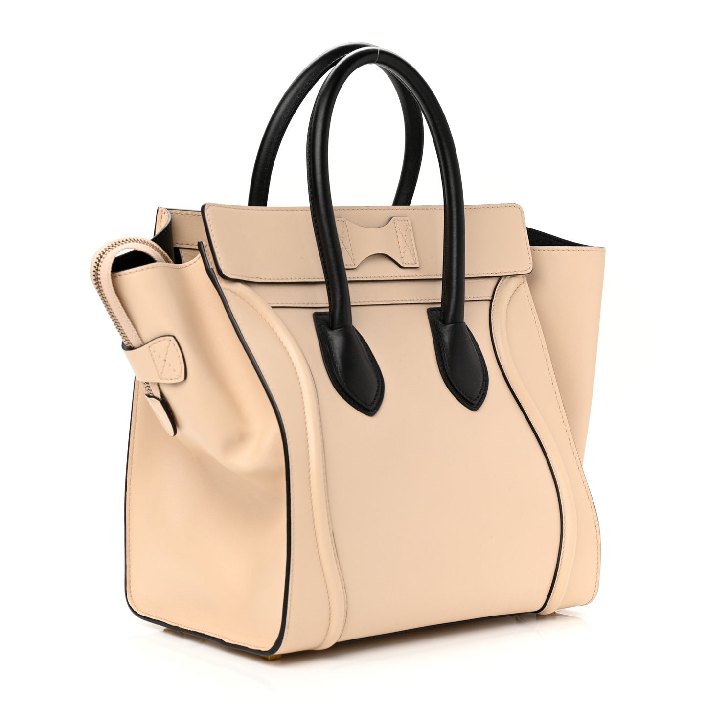 Satin Calfskin Mini Bi-Color Luggage Powder Black