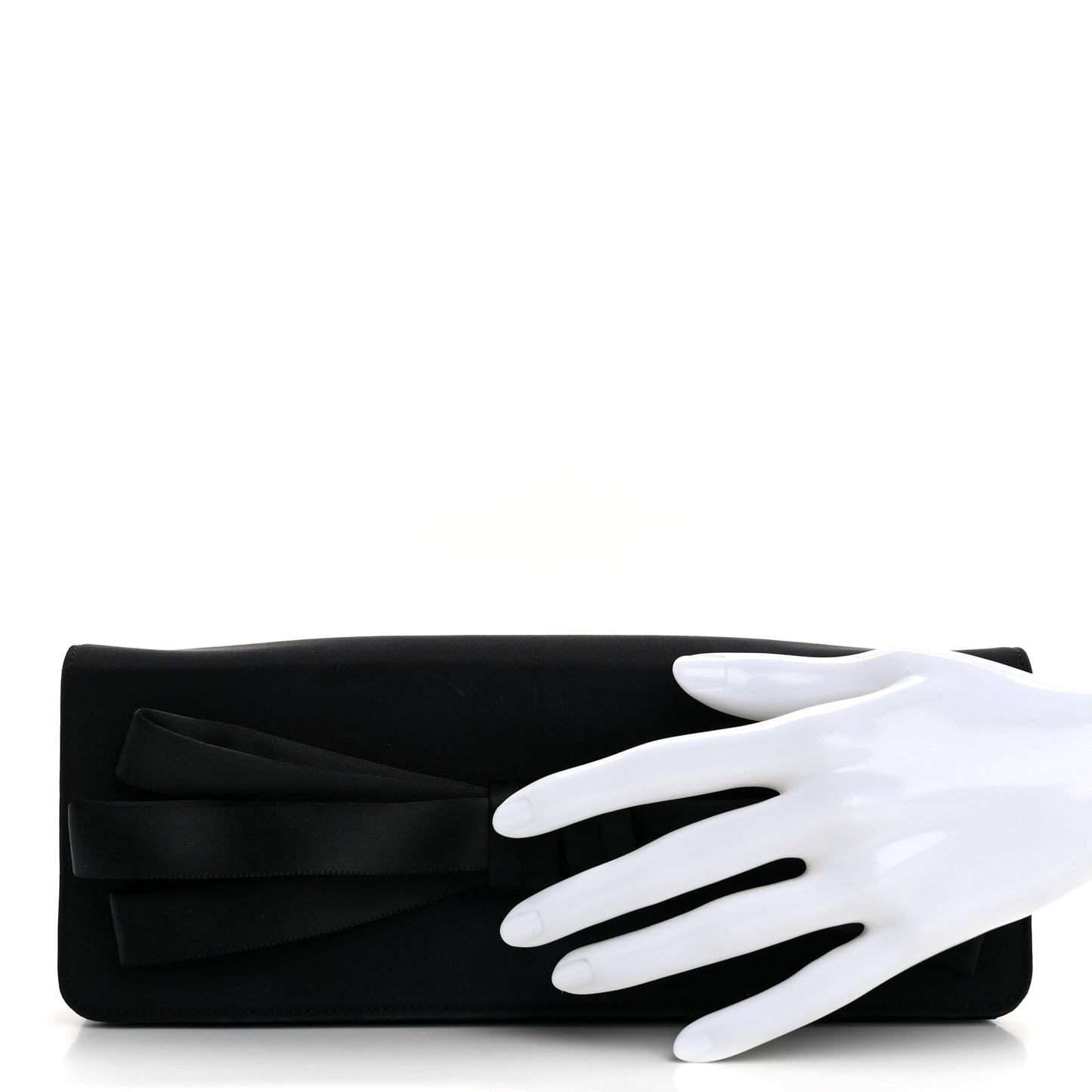 Satin Ribbon Bow Clutch Black