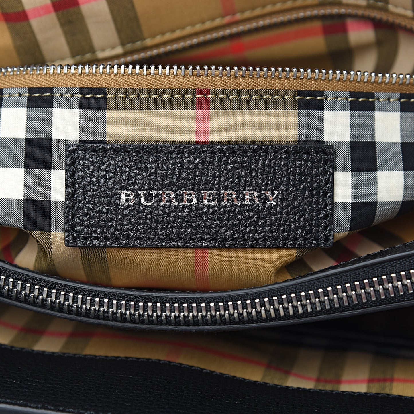 Derby Calfskin House Check Medium Banner Tote Black