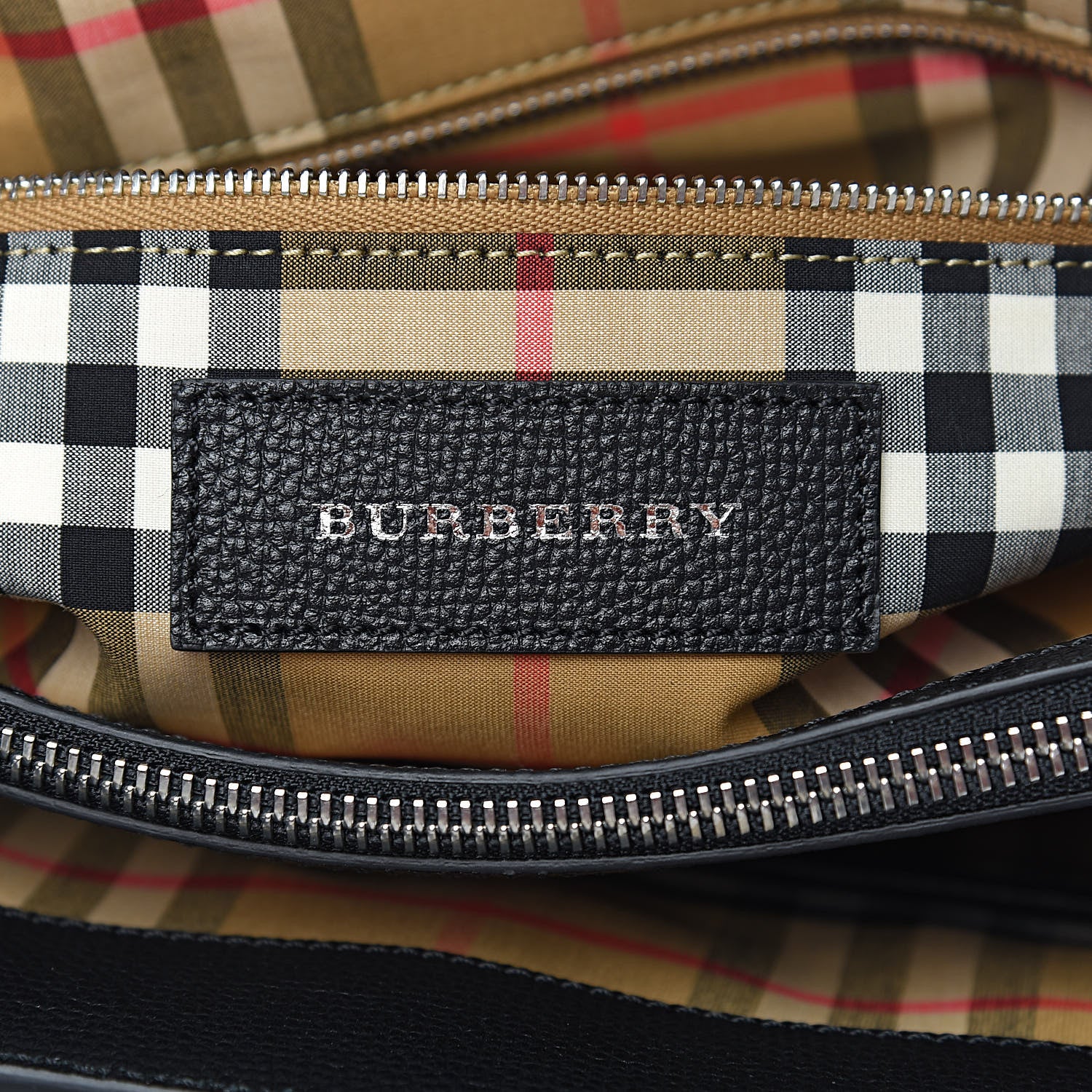 Burberry Derby Calfskin House Check Medium Banner Tote Black 6 of 10