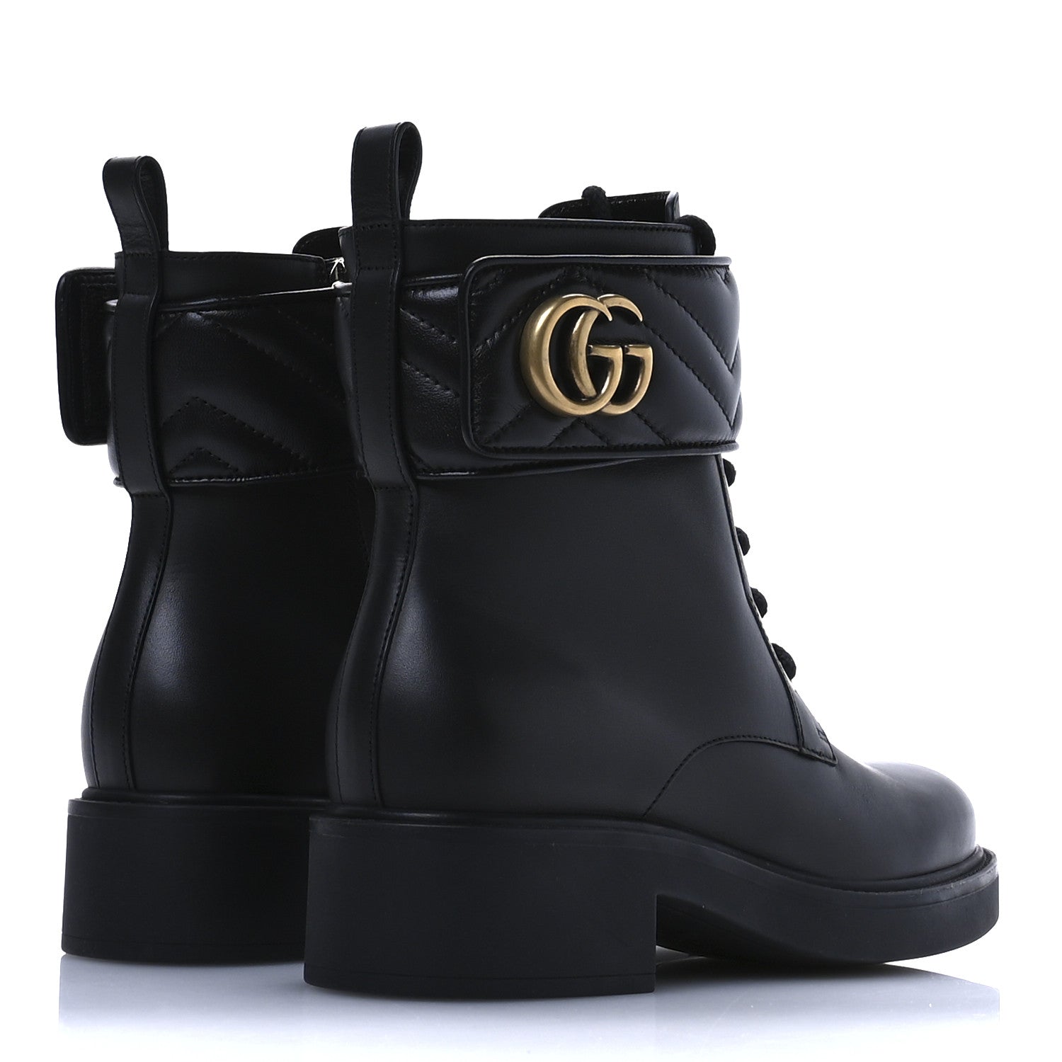 Gucci Flores Calfskin Nappa Matelasse GG 40mm Ankle Boots 36.5 Black 5 of 9