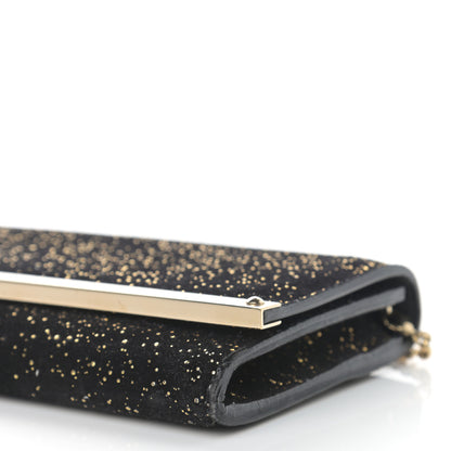 Jimmy Choo Suede Glitter Milla Wallet on Chain Black Gold 9 of 11
