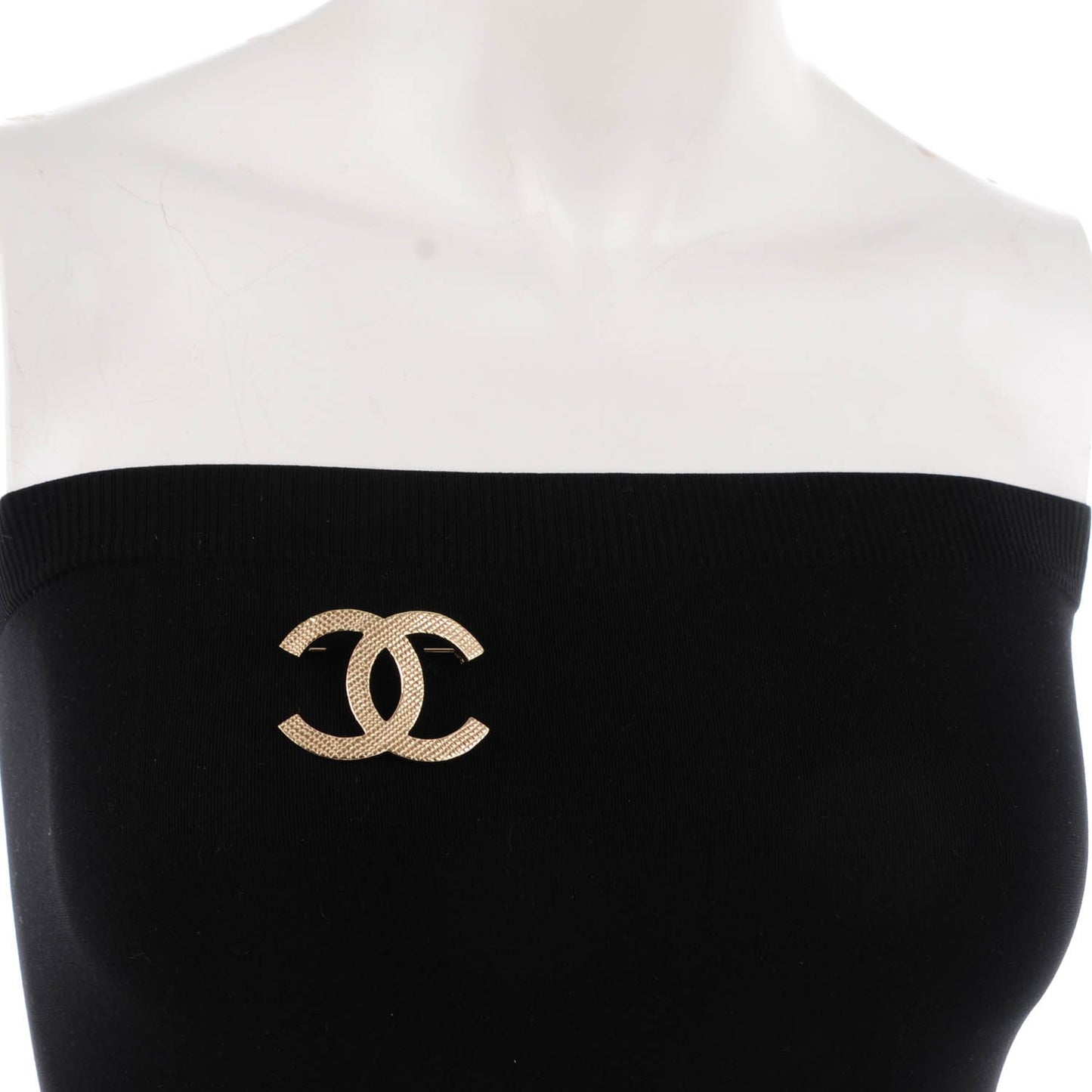 Quilted CC Brooch Light Gold