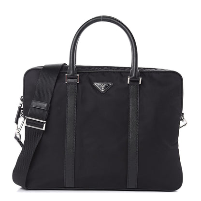 Prada Tessuto Nylon Saffiano Metal Triangle Logo Work Bag Black 1 of 9