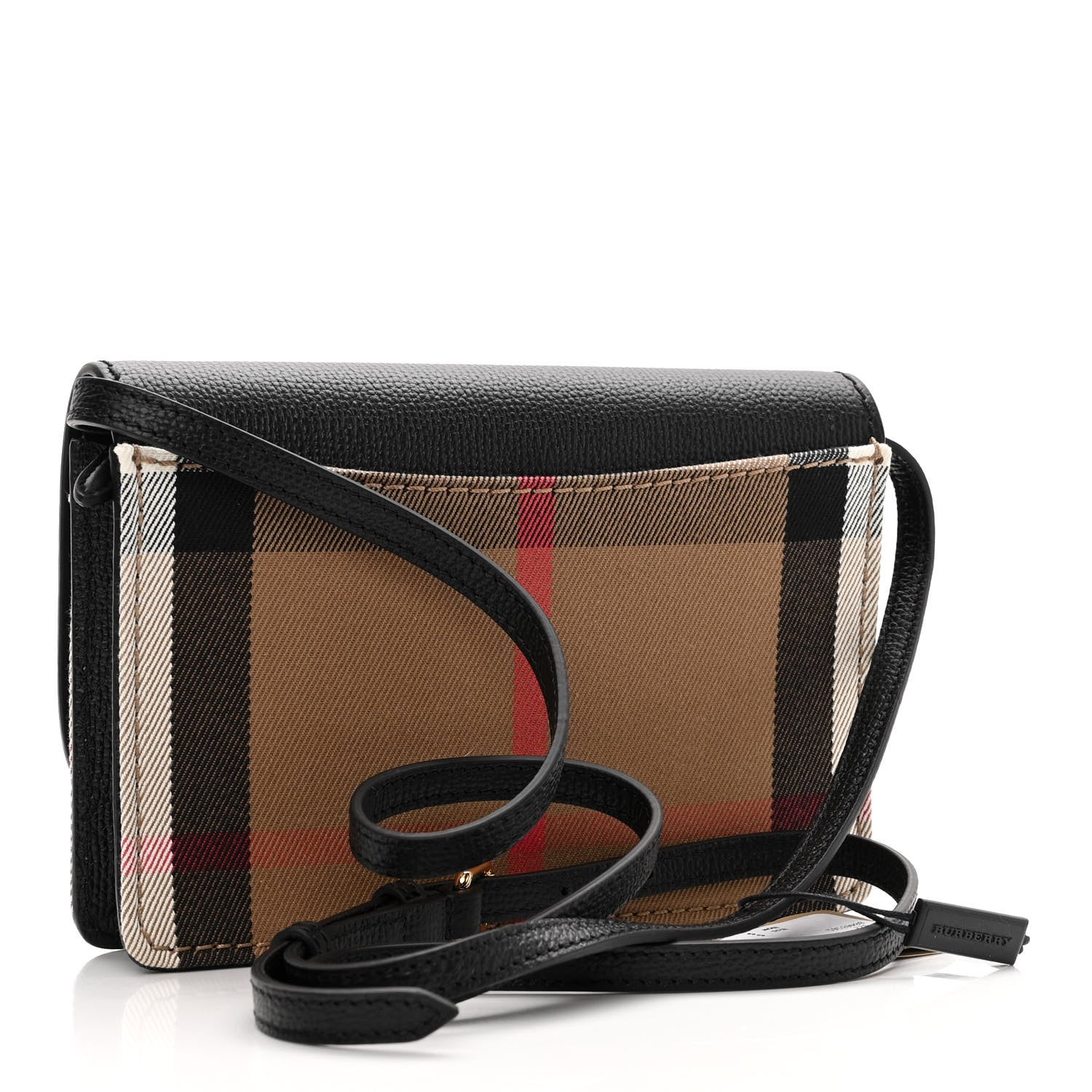 Burberry Derby Calfskin House Check Wallet On Chain Black 3 of 9