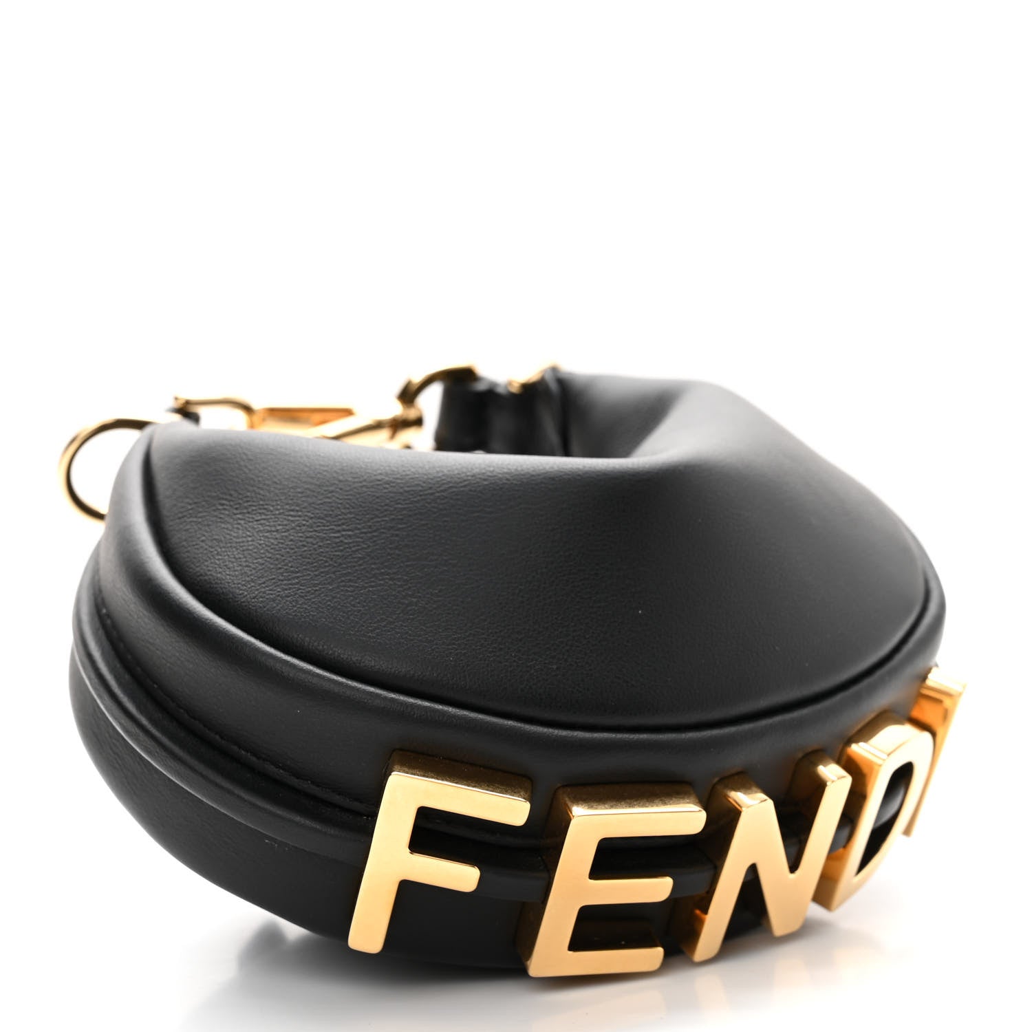 Fendi Vitello Grace Matte Nano Fendigraphy Hobo Charm Black 4 of 11