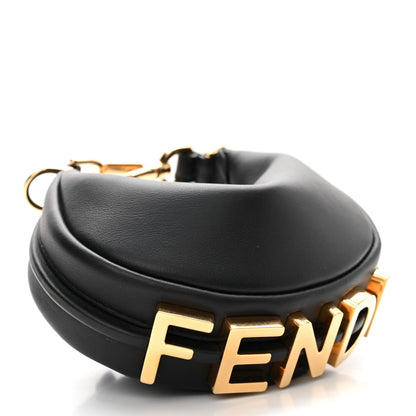 Fendi Vitello Grace Matte Nano Fendigraphy Hobo Charm Black 4 of 11