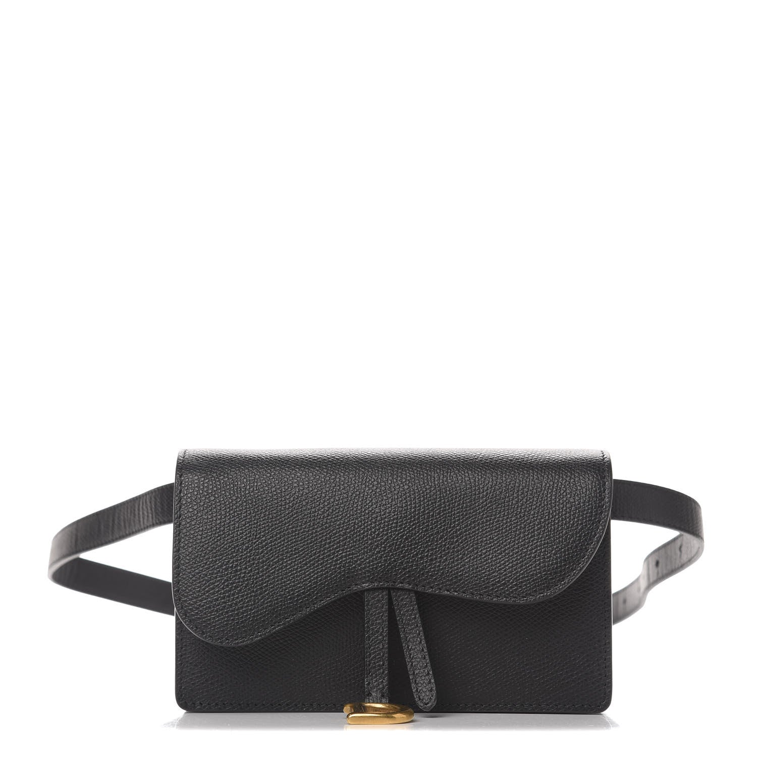 Christian Dior Grained Calfskin Saddle Belt Clutch Black 1 of 10