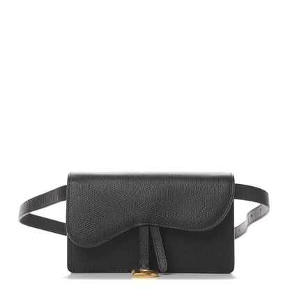 Christian Dior Grained Calfskin Saddle Belt Clutch Black 1 of 10