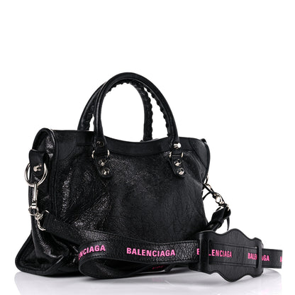 Balenciaga Agneau Classic Silver Hardware S City Logo Strap Black Pink 3 of 12