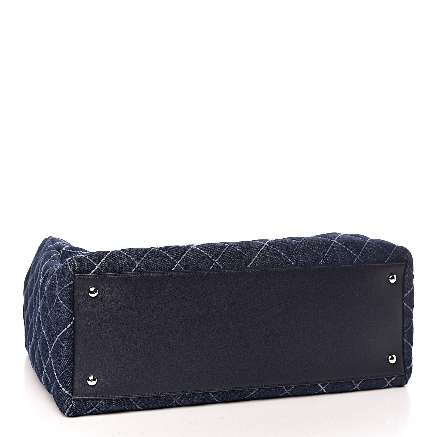 Chanel Denim Quilted Large Coco Handle Shopping Tote Blue 4 of 11