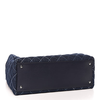 Chanel Denim Quilted Large Coco Handle Shopping Tote Blue 4 of 11