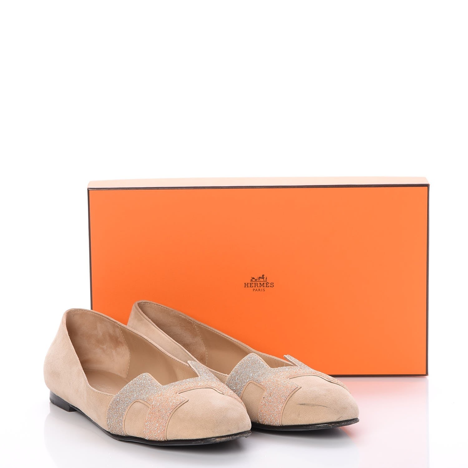 Hermes Suede Goatskin Crystal Powder Nice Ballerina Flats 39 Nude 10 of 10