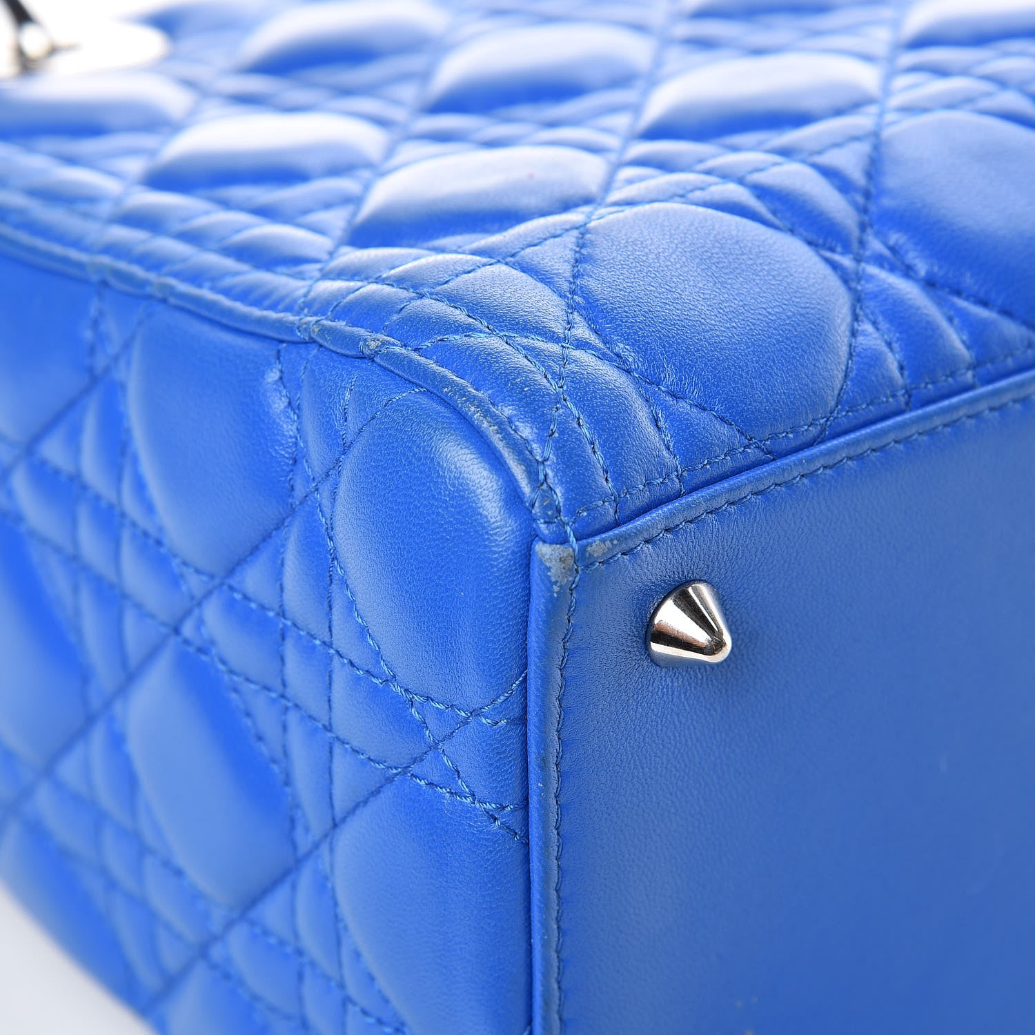 Christian Dior Lambskin Cannage Medium Lady Dior Blue Persan 12 of 17
