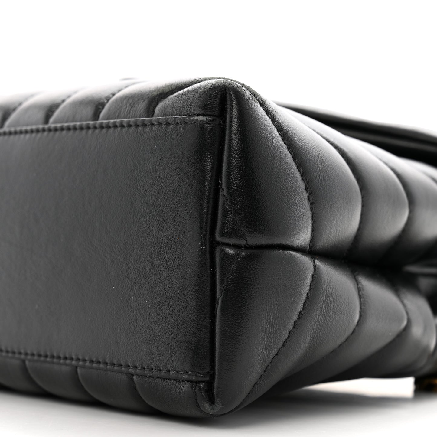 Calfskin Y Quilted Monogram Small Loulou Chain Satchel Black