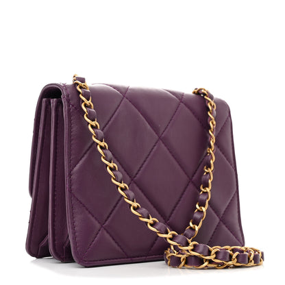 Chanel Calfskin Resin Quilted Mini Flap Purple 3 of 12