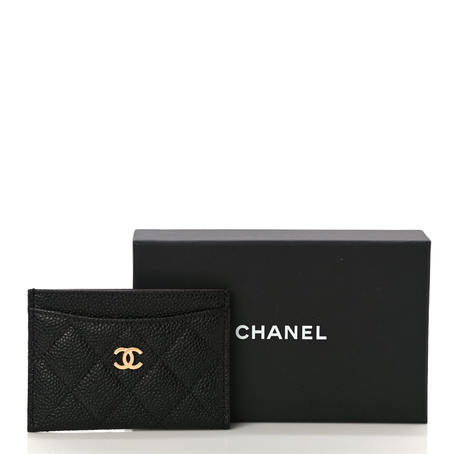 Caviar Quilted Card Holder Black