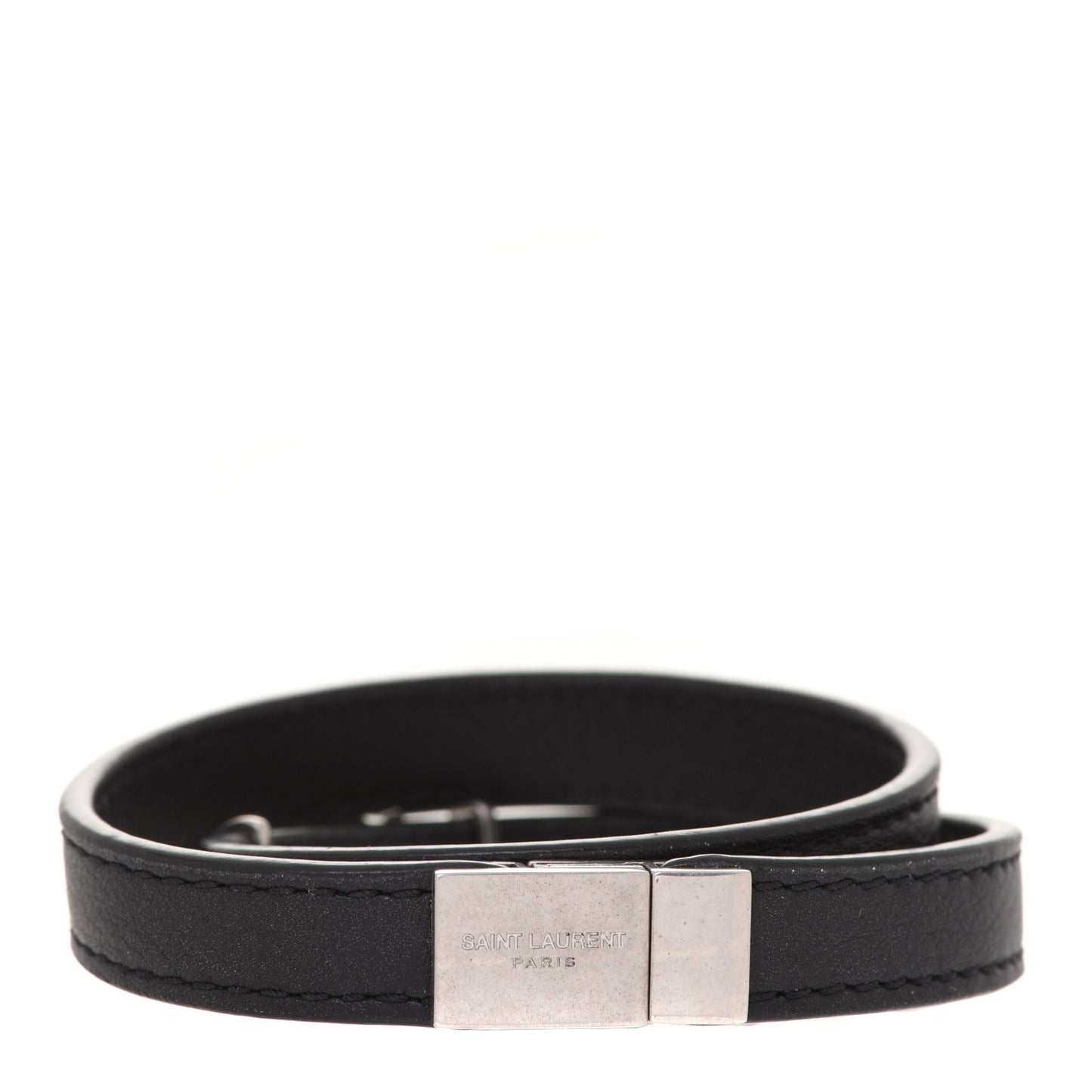 Calfskin Opyum Double Wrap Bracelet M Black