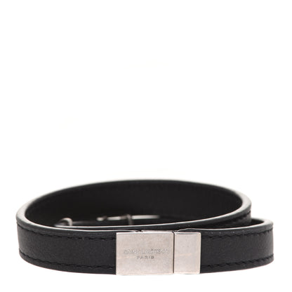 Saint Laurent Calfskin Opyum Double Wrap Bracelet M Black 3 of 5